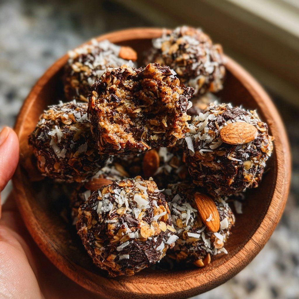 Chocolate Almond Coconut Granola Bites