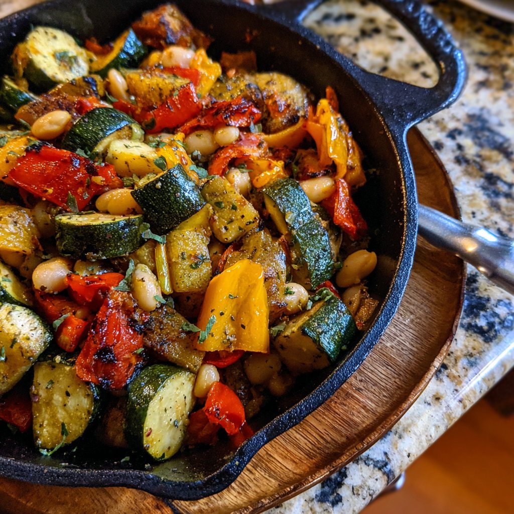 Roasted Veggie White Bean Skillet