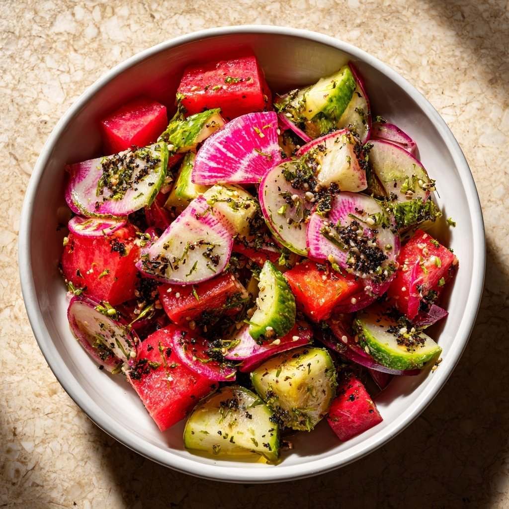 Watermelon Radish Salad with Honey Vinaigrette