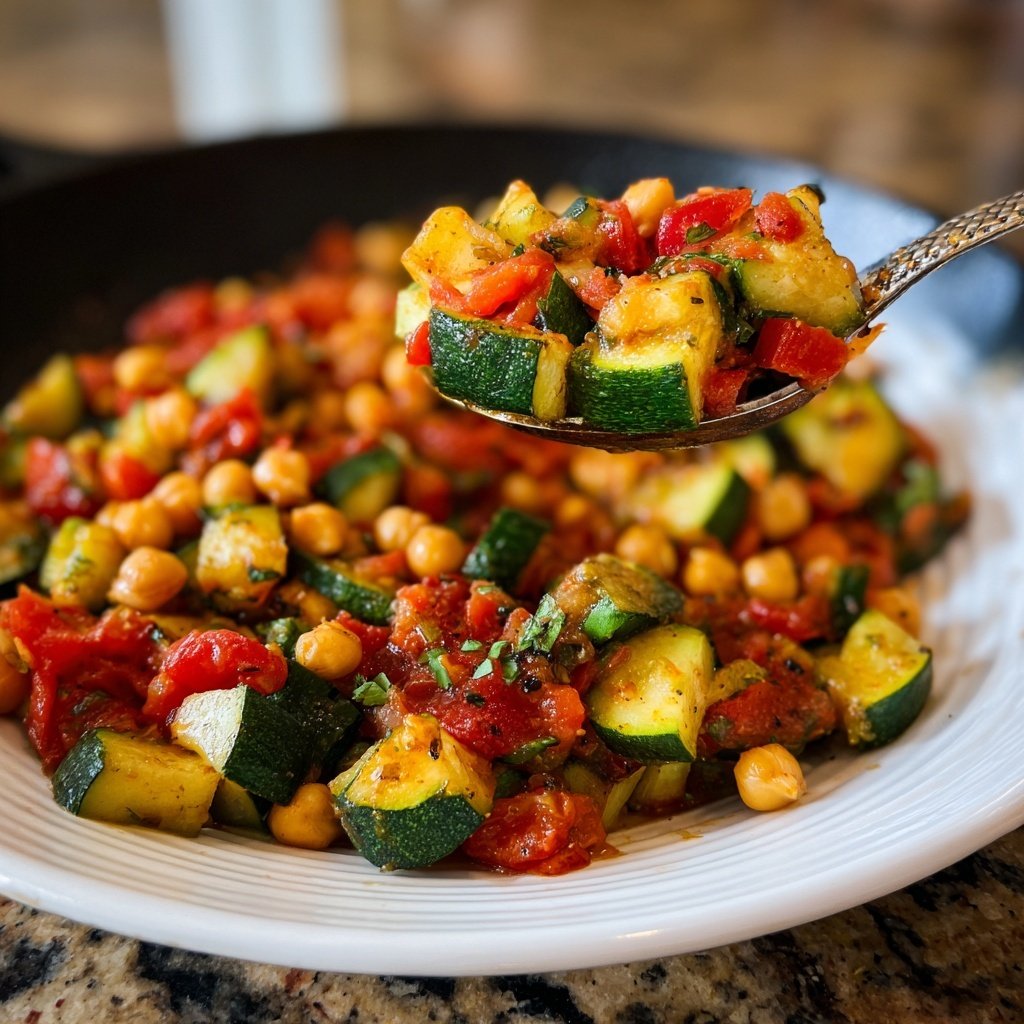 Zucchini Chickpea Tomato Skillet