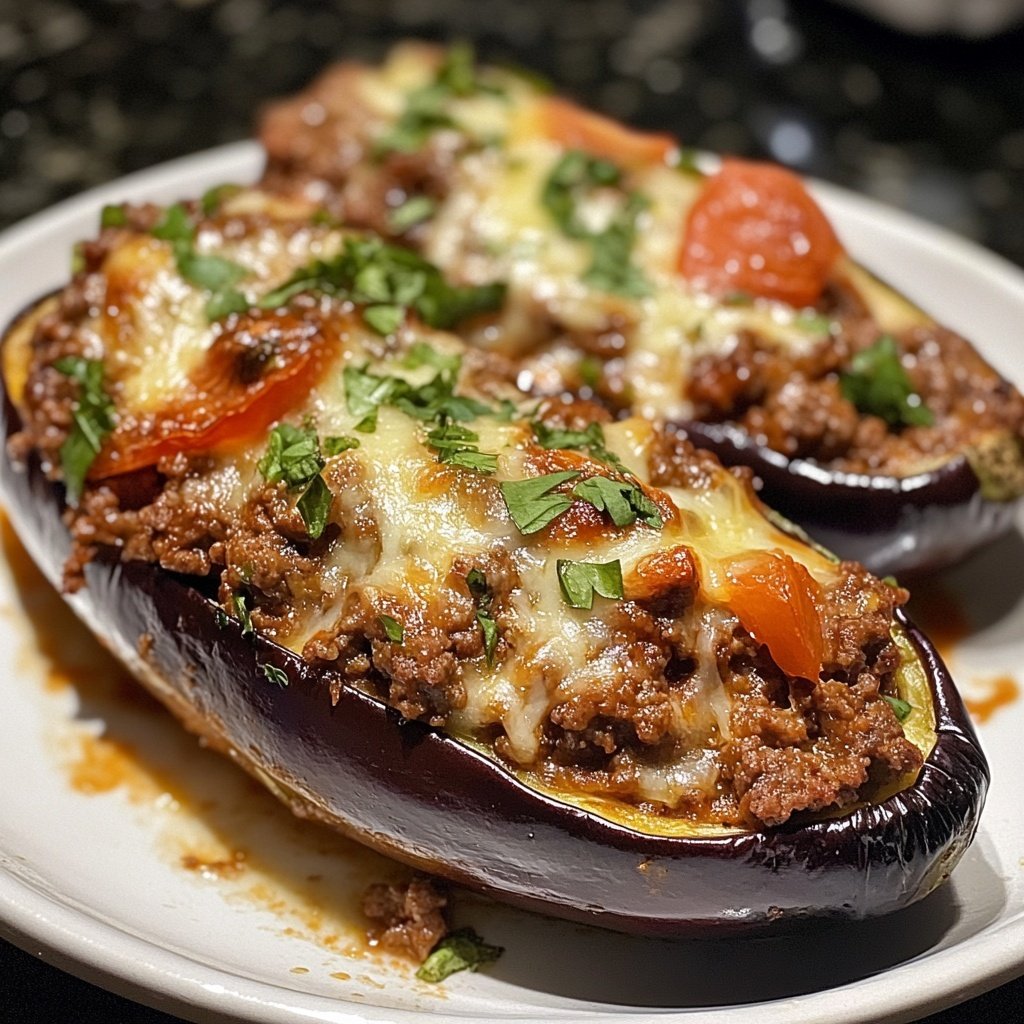 Ground Beef Stuffed Eggplant