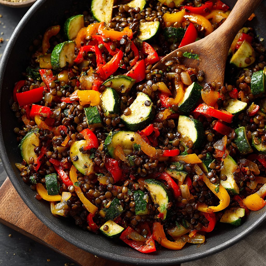 Roasted Veggie Lentil Skillet
