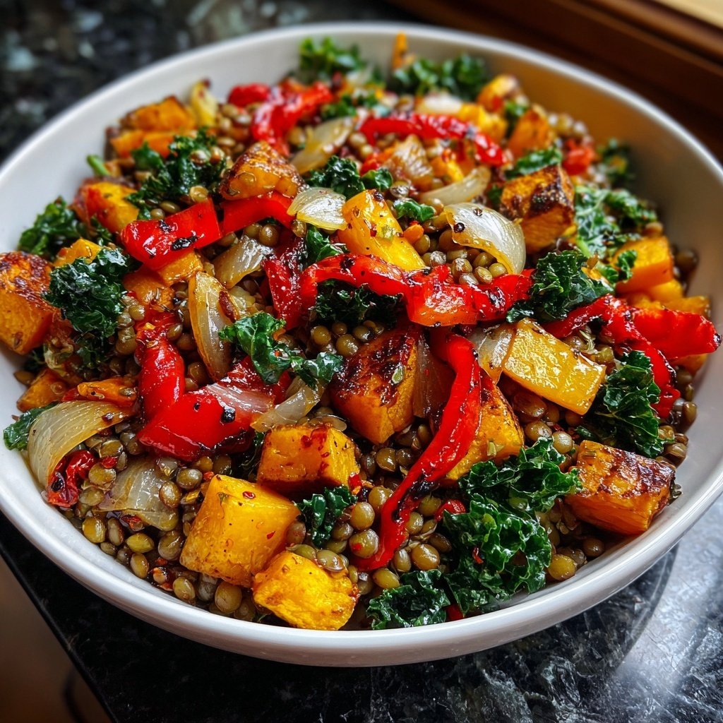 Roasted Veggie Lentil Grain Bowl