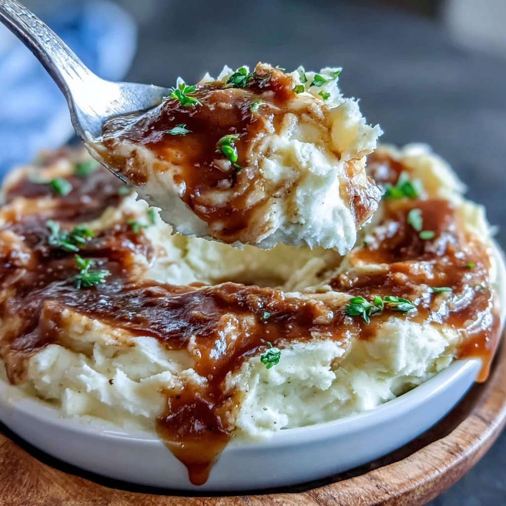 Mashed Potatoes With Creamy Beef Gravy