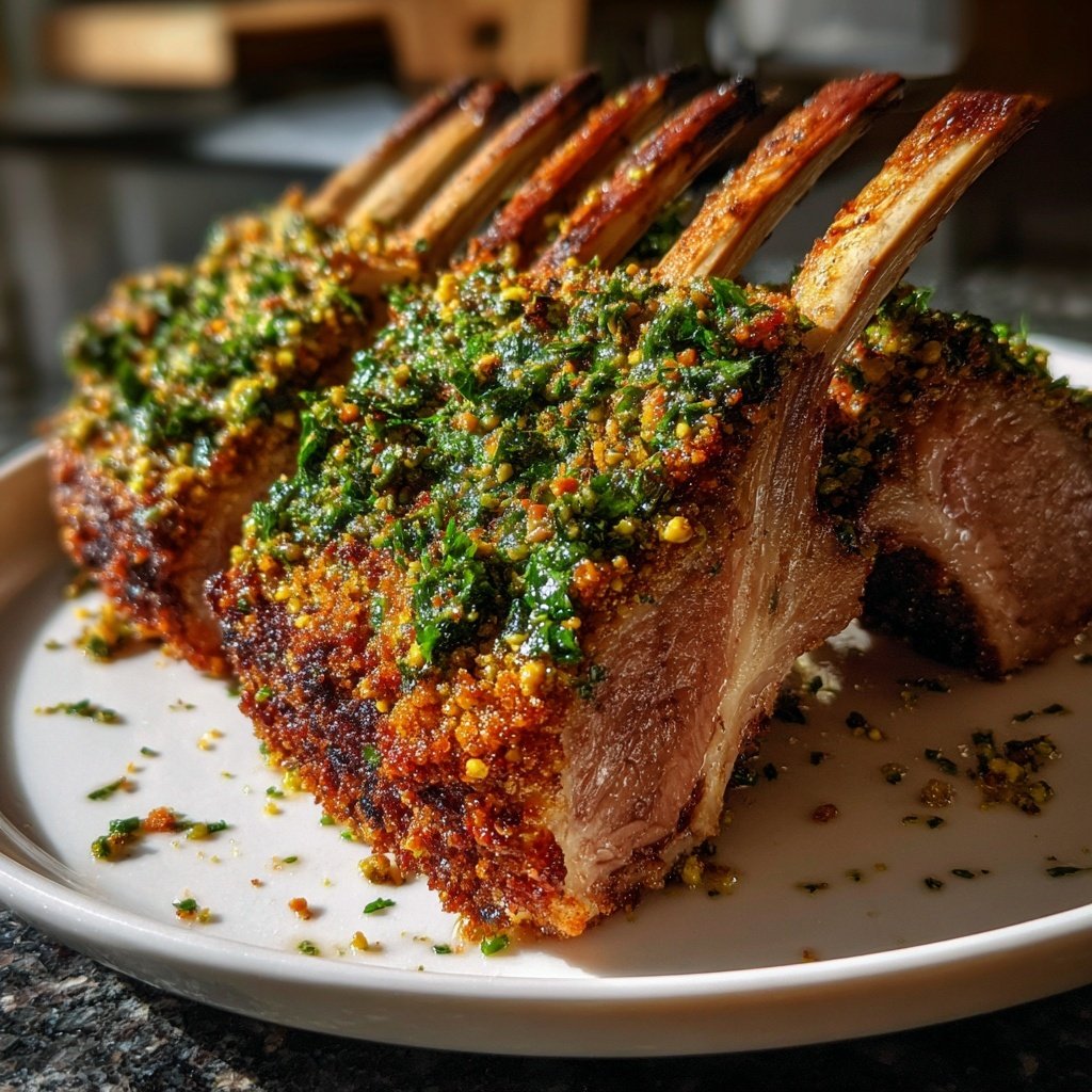 Lamb Rack with Mint Pistachio Crust