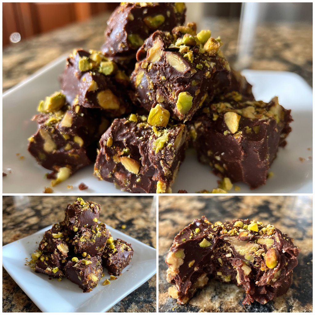 Chocolate Pistachio Fudge Bites