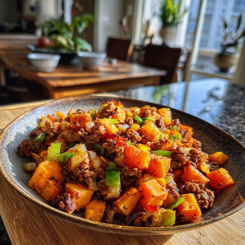 Ground Beef And Sweet Potato Hash