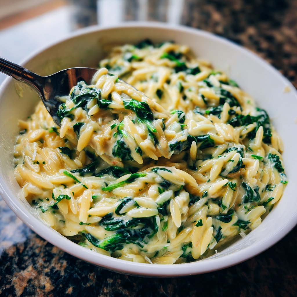 Creamy Spinach Parmesan Orzo