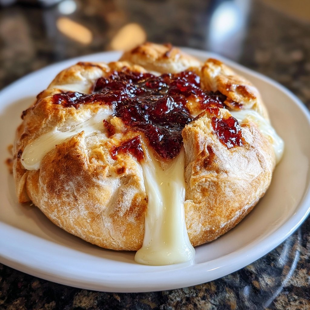 Baked Brie with Strawberry Preserves