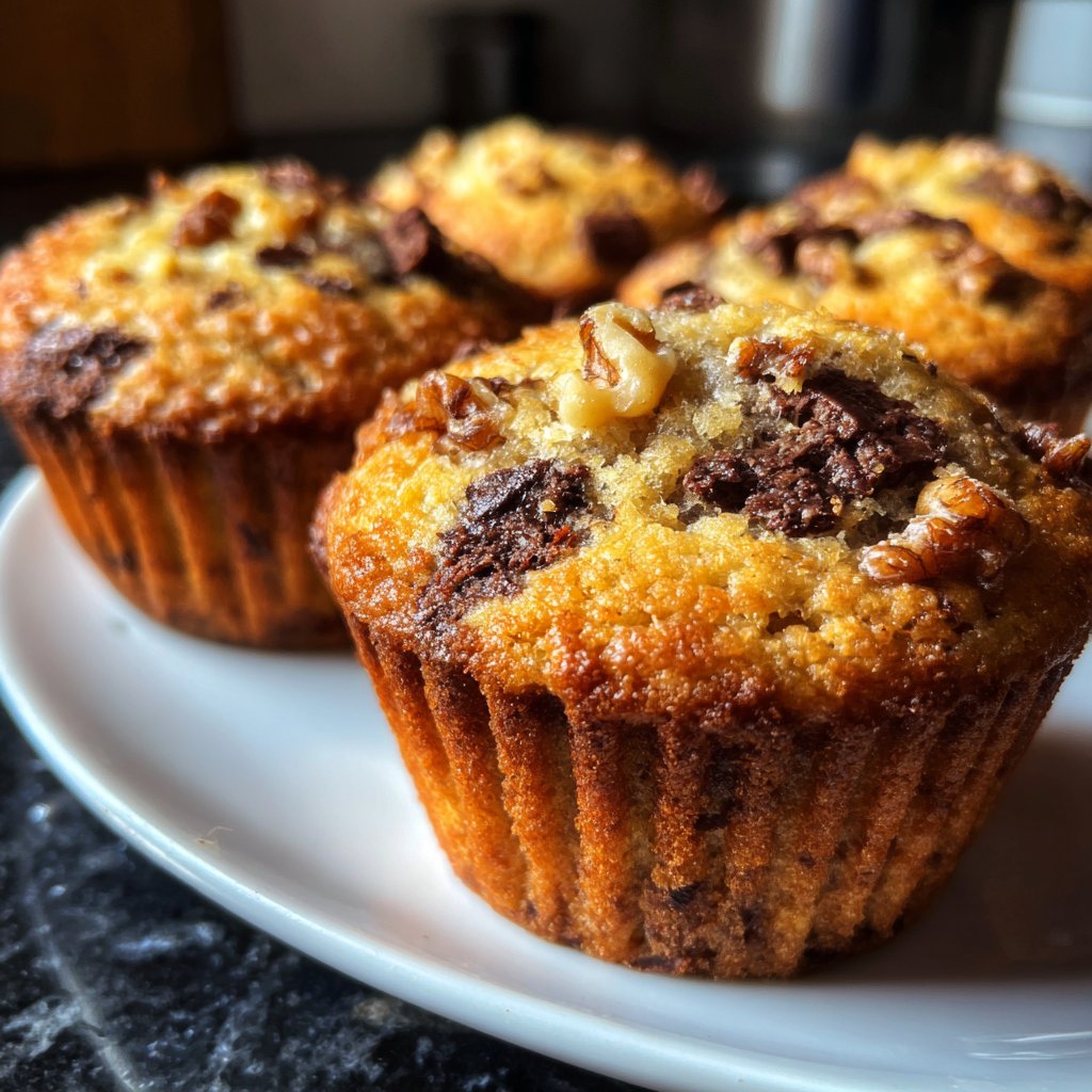 Chocolate Banana Walnut Muffins