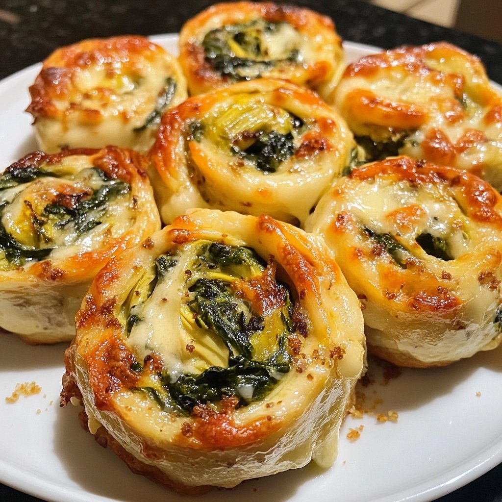 Cheesy Spinach and Artichoke Pinwheels